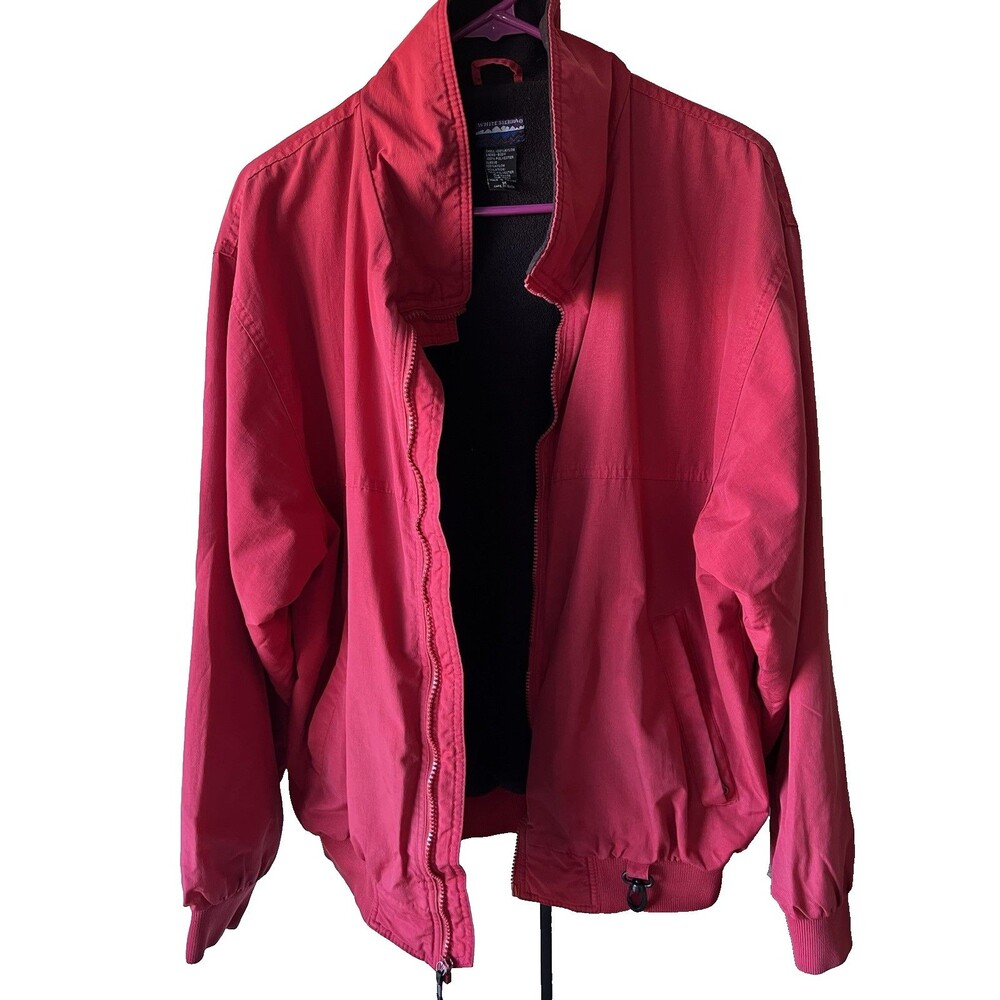 White Sierra Red Windbreaker Jacket Men's M Full Zip Lined Pockets Outdoor
